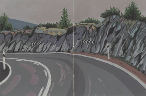 La curva - Gouache en papel 26,5x40 cm