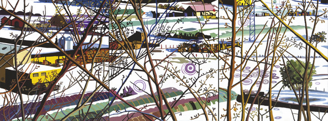 La granja/La serrería/Las huertas - Óleo sobre lienzo. 46-41 cm