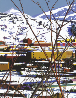 Nieve cerca de la ciudad - Óleo sobre lienzo. 146-114 cm