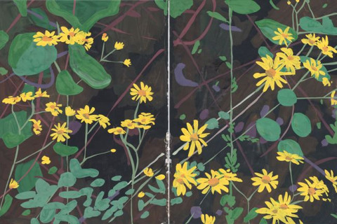 FLORES AMARILLAS - Gouache sobre papel. 27X20