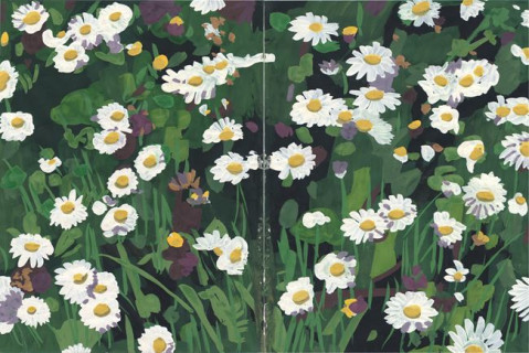 FLORES BLANCAS - Gouache sobre papel. 27X20