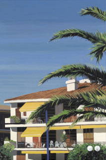 Apartamentos playa - Óleo sobre lienzo. 81 x 54 cm