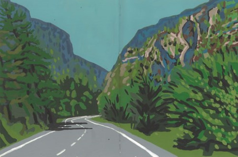 Carretera Roncal - Gouache en papel 26,5x40 cm
