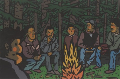 Hoguera - Gouache en papel 26,5x40 cm