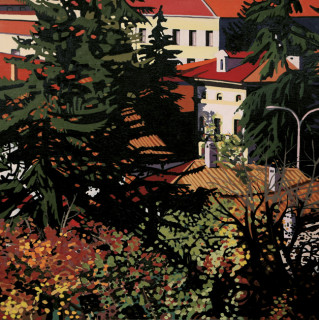 La ciudad I - Óleo sobre lienzo. 81 x 81 cm