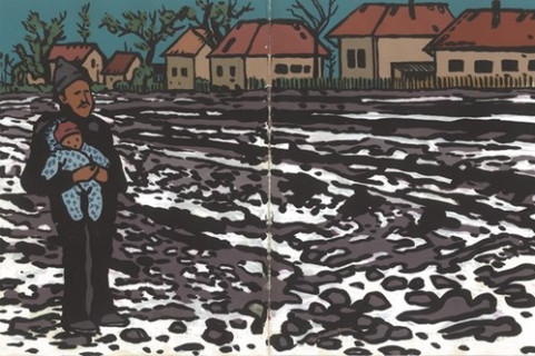 Refugiados - Gouache en papel 26,5x40 cm